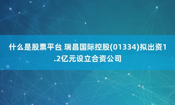 什么是股票平台 瑞昌国际控股(01334)拟出资1.2亿元设立合资公司