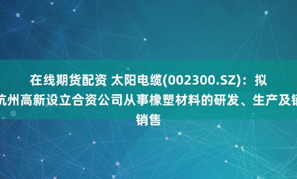 在线期货配资 太阳电缆(002300.SZ)：拟与杭州高新设立合资公司从事橡塑材料的研发、生产及销售